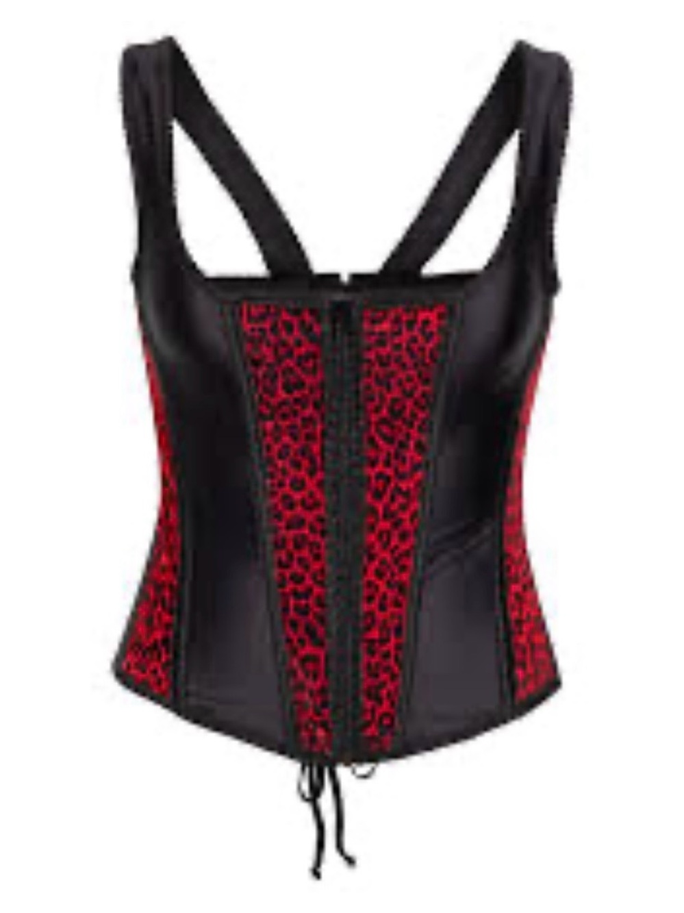 Class act Black and Red Leopard Front-Zip Corset Top size 34